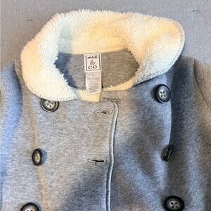 Kids' Gray Sherpa-Trim Double-Breasted Coat